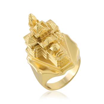 Brass 24kt micron 1 gram gold ram mandir model finger ring 2