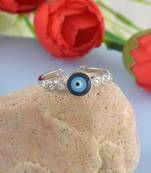 Silverplated cz evil eye adjustable free size ring women girls