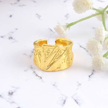 Brass gold playing card casino jewellery finger ring adjustable 1
