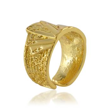 Brass gold playing card casino jewellery finger ring adjustable 2