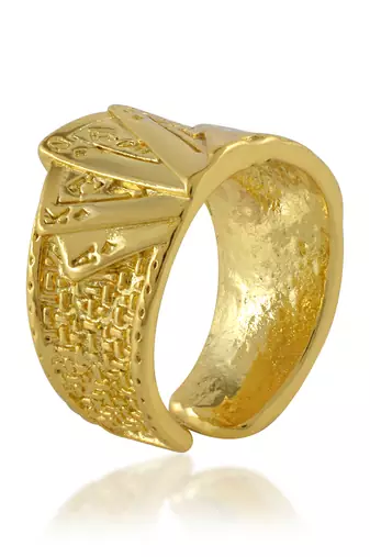 Brass gold playing card casino jewellery finger ring adjustable