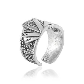 Brass silver playing card casino jewellery poker gambler finger ring men adjustable 3