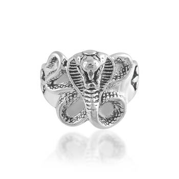 Brass silver serpent cobra snake finger ring men women 3