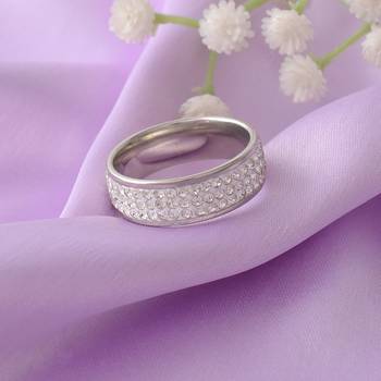 Brass silver imitation diamond challa finger ring men women 1