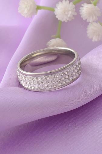 Brass silver imitation diamond challa finger ring men women