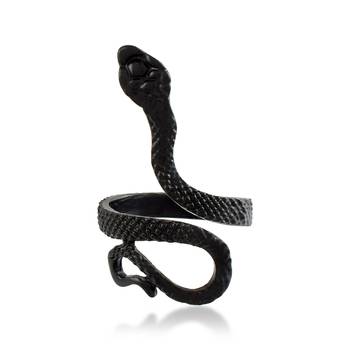 Brass black serpent cobra snake finger ring 1