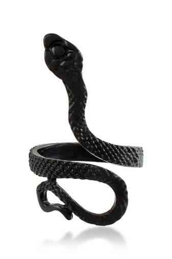 Brass black serpent cobra snake finger ring