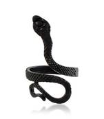 Brass black serpent cobra snake finger ring