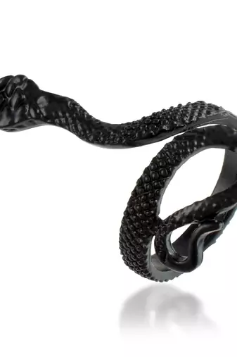 Brass black serpent cobra snake finger ring