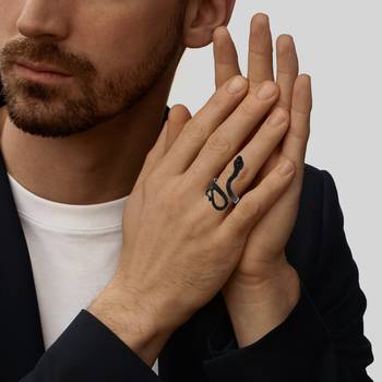 Brass black serpent cobra snake finger ring 3