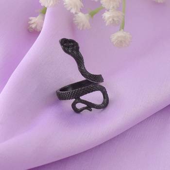 Brass black serpent cobra snake finger ring 4