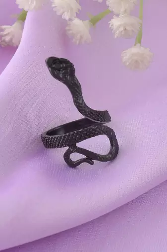 Brass black serpent cobra snake finger ring