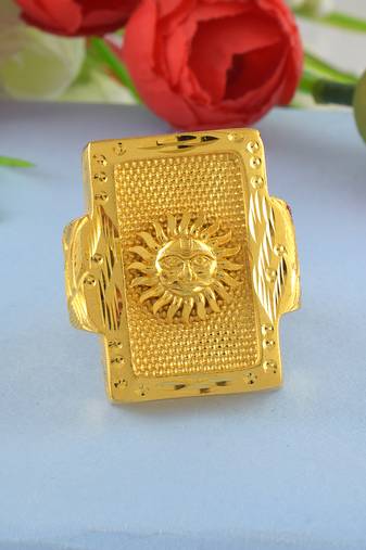 Brass micron big size sun finger ring men