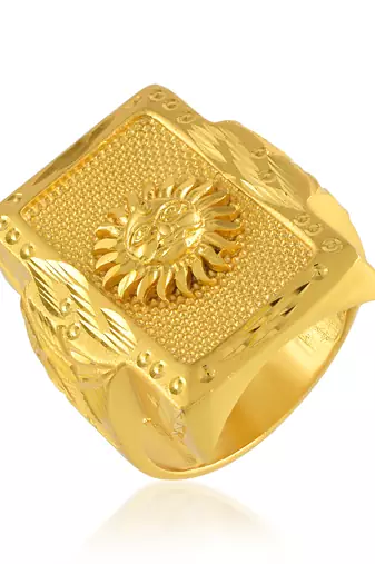 Brass micron big size sun finger ring men