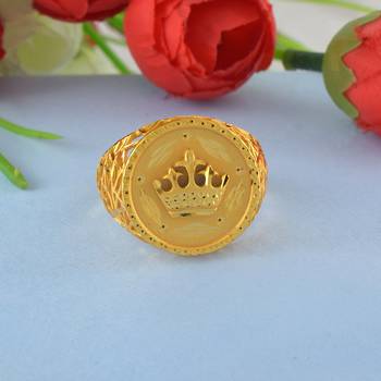 Brass gold crown shape men finger ring 4