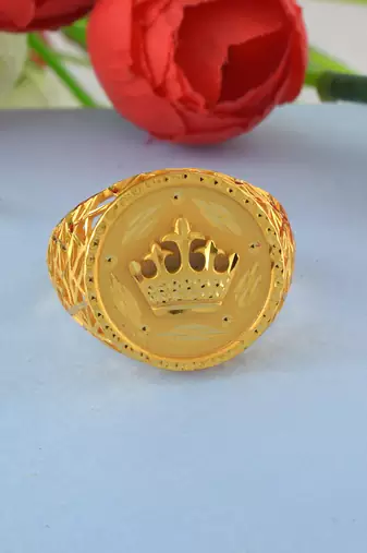 Brass gold crown shape men finger ring