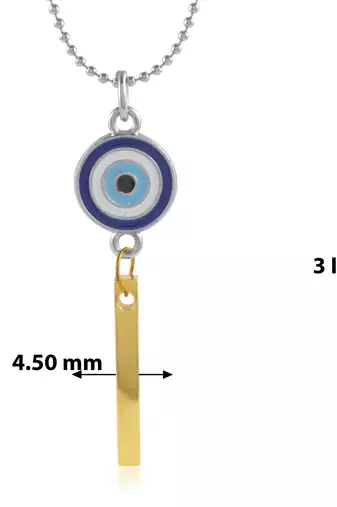 Bass gold bar evil eye pendant