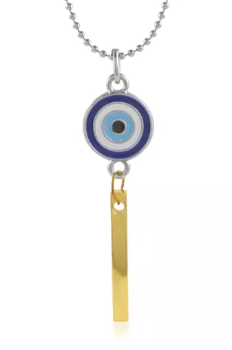 Bass gold bar evil eye pendant