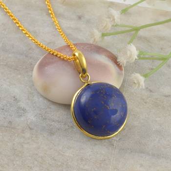 Brass gold big size natural real lapis pendant 1