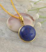 Brass gold big size natural real lapis pendant