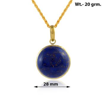 Brass gold big size natural real lapis pendant 2