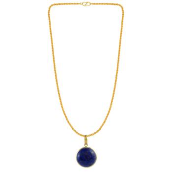 Brass gold big size natural real lapis pendant 3