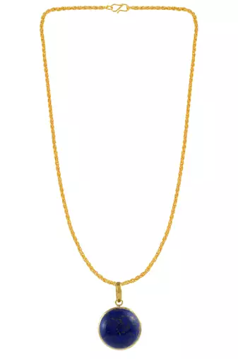 Brass gold big size natural real lapis pendant