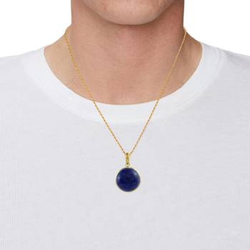 Brass gold big size natural real lapis pendant 4