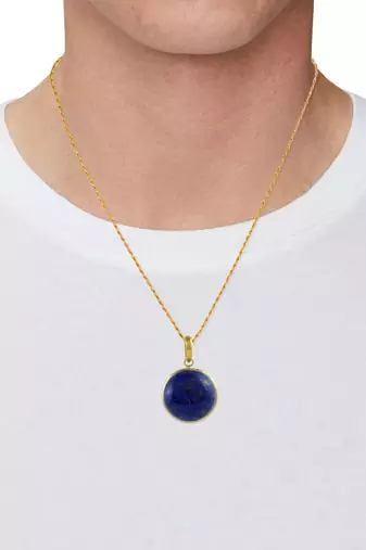Brass gold big size natural real lapis pendant