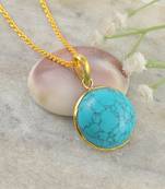 Brass gold big size turquoise firoza pendant