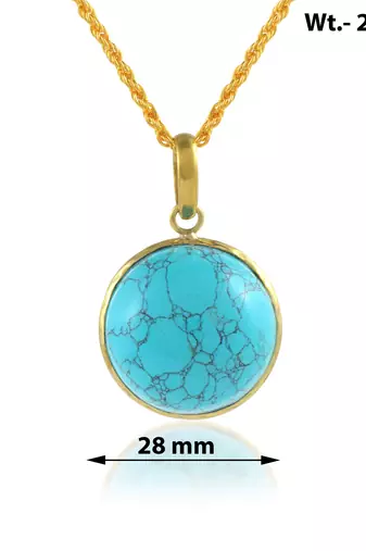 Brass gold big size turquoise firoza pendant