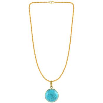 Brass gold big size turquoise firoza pendant 3