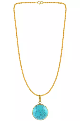 Brass gold big size turquoise firoza pendant