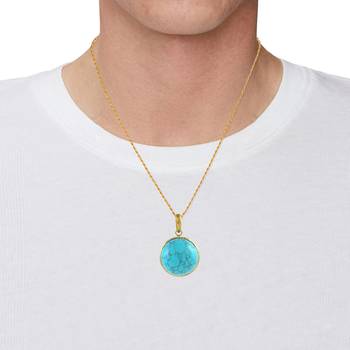 Brass gold big size turquoise firoza pendant 4