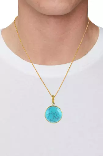 Brass gold big size turquoise firoza pendant