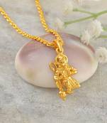 Brass gold hanuman bajrang bali hindu temple jewellery pendant