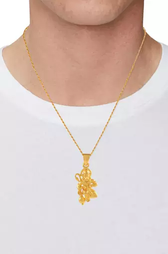 Brass gold hanuman bajrang bali hindu temple jewellery pendant