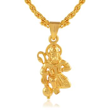 Brass gold hanuman bajrang bali hindu temple jewellery pendant 4