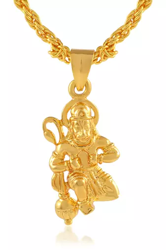 Brass gold hanuman bajrang bali hindu temple jewellery pendant