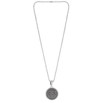 Brass Silver Pendant Necklace With Intricate Engraved Design 2