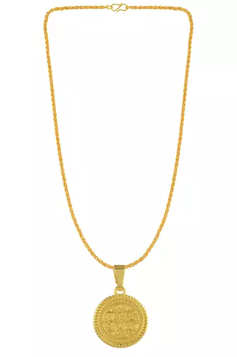 Brass Pendant Necklace with Decorative Arabic Script