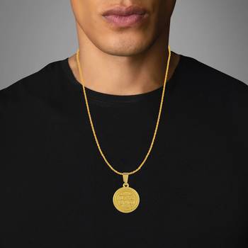 Brass Pendant Necklace with Decorative Arabic Script 3