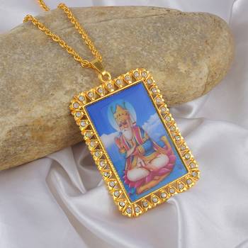 Brass goldplated big pictoral jhule lal sindhi jewellery pendant 1