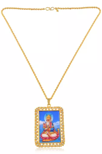 Brass goldplated big pictoral jhule lal sindhi jewellery pendant