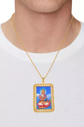 Brass goldplated big pictoral jhule lal sindhi jewellery pendant