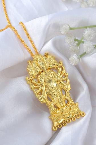 Brass gold panchmukhi ganesh pendant hindu temple jewellery