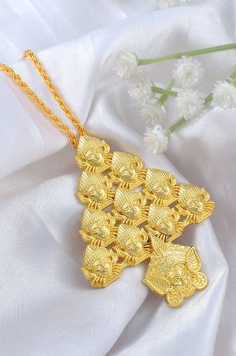 Brass gold 11 face durga pendant hindu spiritual temple jewellery