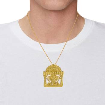 Brass & 24Kt Gold Plated Vishwaroopam Pendant with 10 Avatar Motifs 3