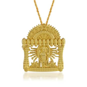 Brass & 24Kt Gold Plated Vishwaroopam Pendant with 10 Avatar Motifs 4