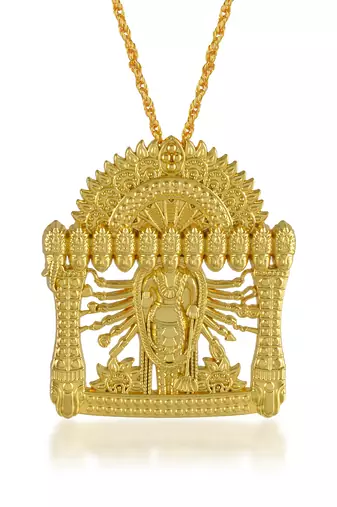 Brass & 24Kt Gold Plated Vishwaroopam Pendant with 10 Avatar Motifs